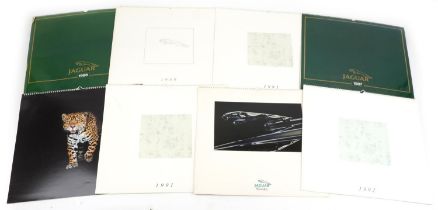 Six vintage automobilia interest Jaguar car calendars, each 53cm x 53cm : For further information on