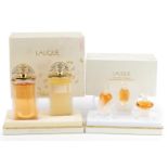 Two Lalique scent or perfume bottle sets with boxes comprising Coffret Découverte Discovery set