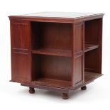 Mahogany revolving bookcase with tooled green leather top, 72cm H, 64cm W x 64cm D : For further
