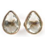 Pair of 9ct gold citrine teardrop stud earrings, 1.1cm high, 1.7g : For further information on