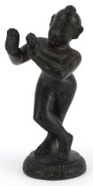 Indian black stone carving of Krishna, 18cm high : For further information on this lot please