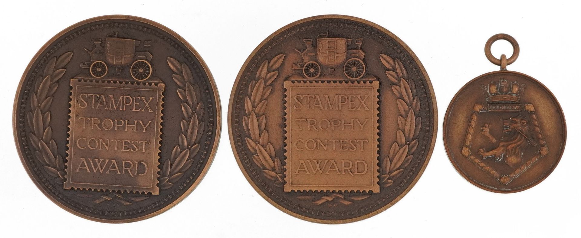 Two Stampex Trophy Contest bronze award medallions and a runner's up medal : For further information - Image 2 of 6