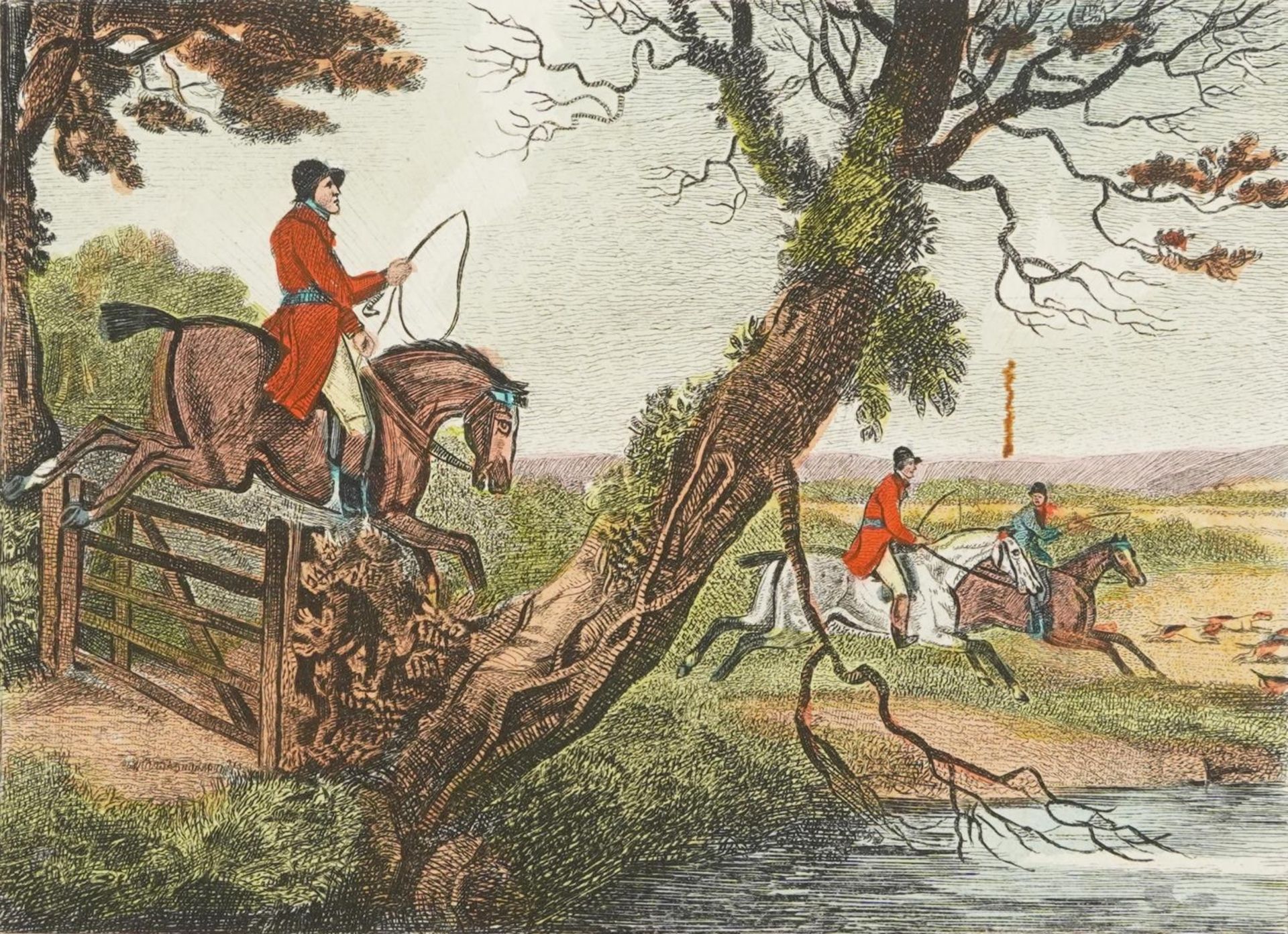 Foxhunting P5 and P6, two 18th century coloured engravings, unframed, each 29.5cm x 27.5cm : For - Image 2 of 9