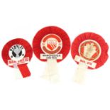 Three footballing interest Manchester United rosettes including FA Cup final at Wembley : For
