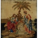 Biblical scene with chirst, 18th/19th century tapestry, framed and glazed, 30.5cm x 29cm excluding