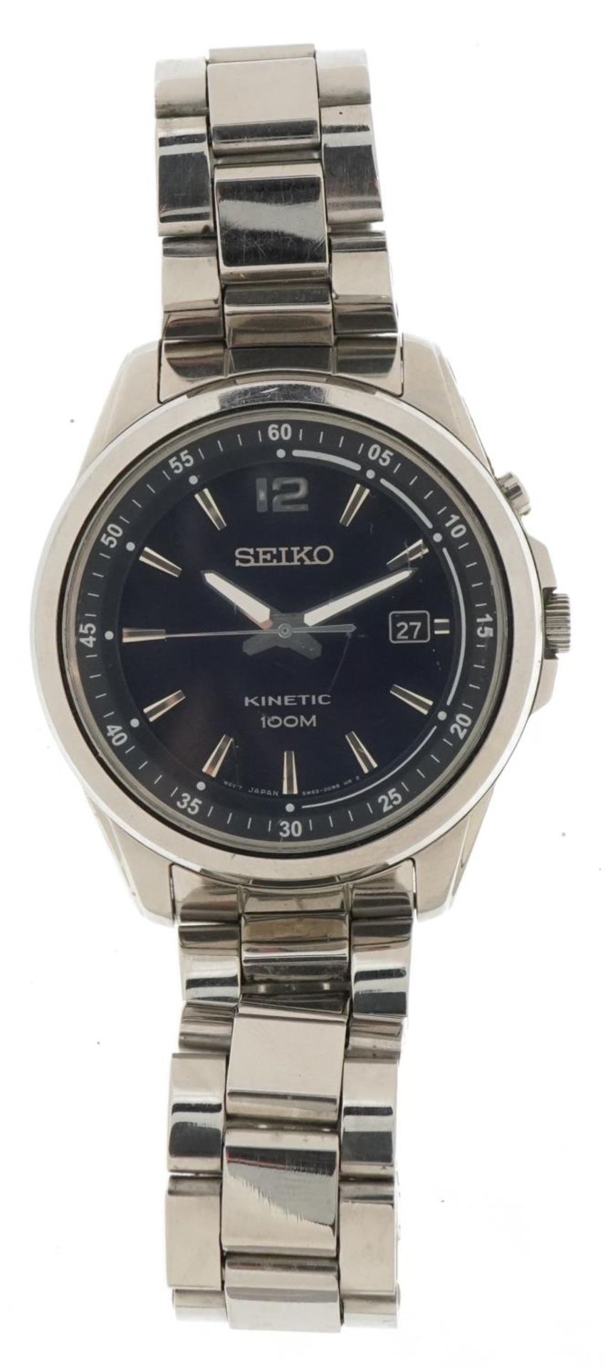 Seiko, gentlemen's Seiko kinetic wristwatch with date aperture, model 5M62-ODCO : For further - Image 2 of 5