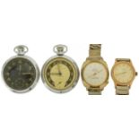 Two vintage gentlemen's wristwatches and two pocket watches comprising Ingersoll, Starlon