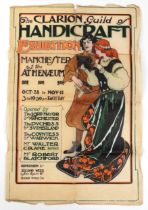 Art Nouveau Clarion Guild of Handicraft Exhibition billboard poster, 64cm x 42cm : For further