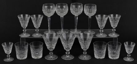 Waterford crystal glasses including four hock glasses and water glasses, the largest 8.5cm high :