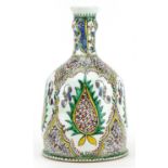 Kutahya pottery hookah base hand painted with stylised leaves and flowers, 21cm high : For further