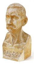 After F Rivero, plaster bust of Galdos, 31cm high : For further information on this lot please visit