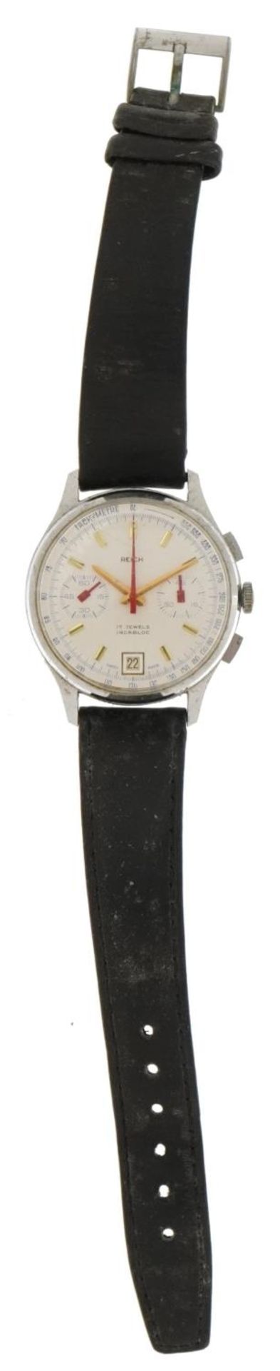 Reich, gentlemen's chronograph manual wristwatch with date aperture, the case numbered 661701, 35.5 - Image 3 of 8