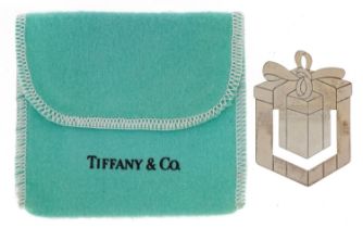 Tiffany & Co, sterling silver Christmas Present bookmark with cloth pouch, 5cm high, 6.0g : For