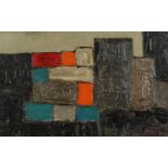 After Robert Sadler - Abstract composition, geometric shapes, military interest Modern British oil