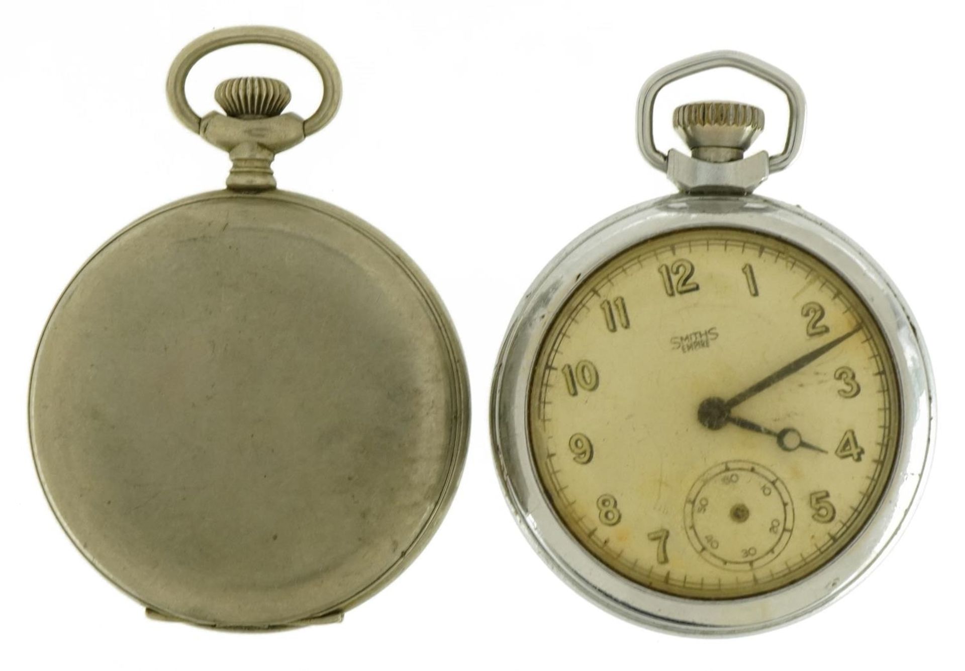 Smiths open face stop watch and a Cyma white metal full hunter braille pocket watch : For further - Image 2 of 4