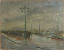 Eastbourne Promenade, Impressionist oil on canvas, unframed, 45.5cm x 35.5cm : For further