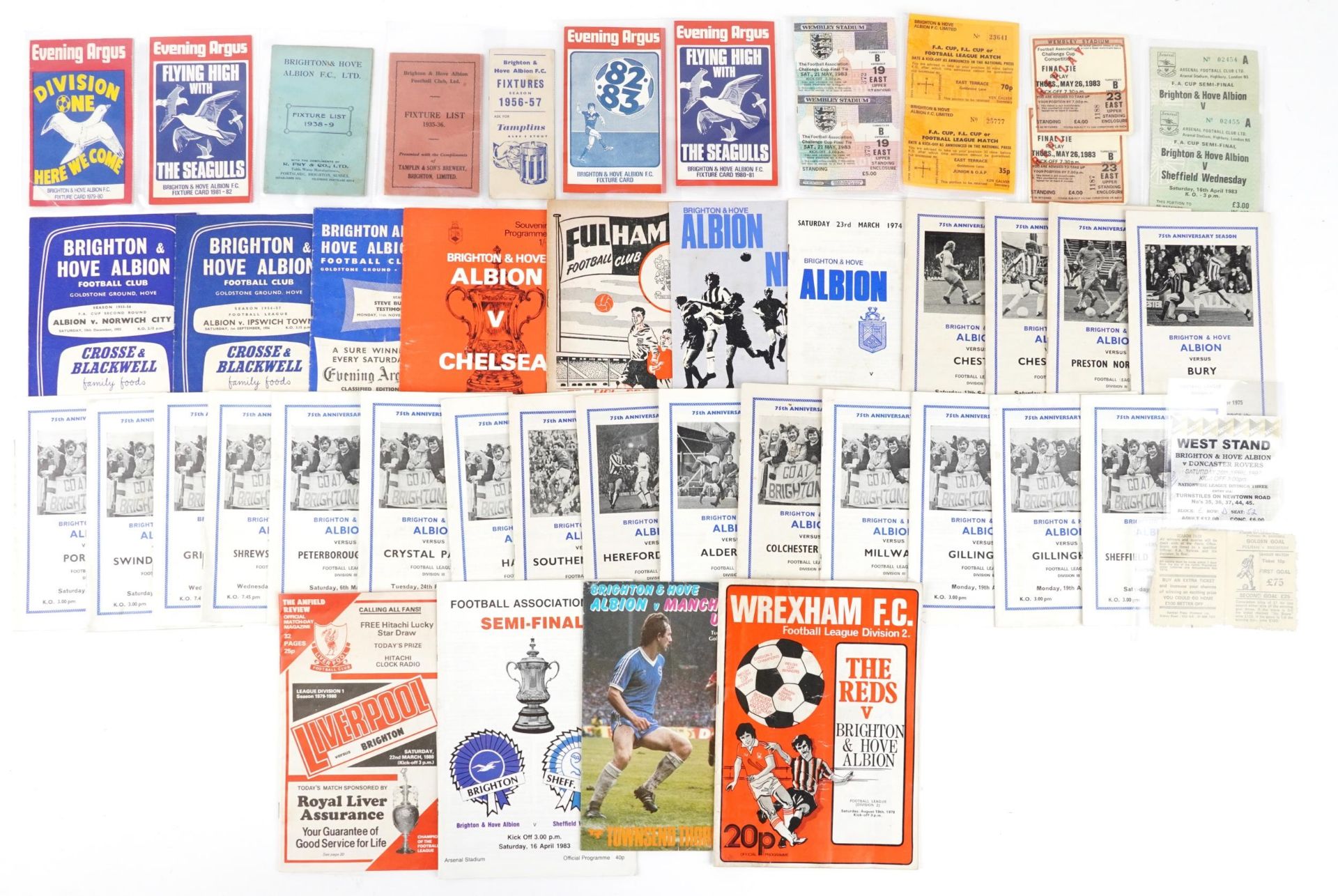 Collection of 1950s and later footballing interest Brighton & Hove Albion ephemera including fixture