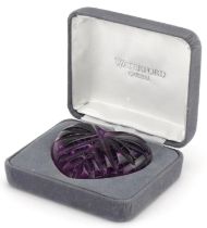 Waterford Crystal purple heart paperweight with fitted box, 7cm wide : For further information on