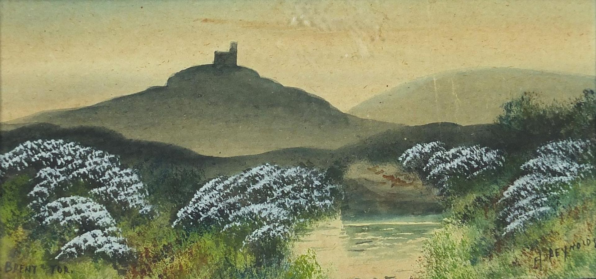 H Reynolds - Brent Tor landscapes, two heightened watercolours, framed and glazed, each - Image 2 of 11
