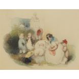 Fender 1841 - Mother with children in an interior, mid 19th century English school pencil and