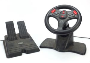 Playstation 1 steering wheel with foot pedals, model V3 : For further information on this lot please