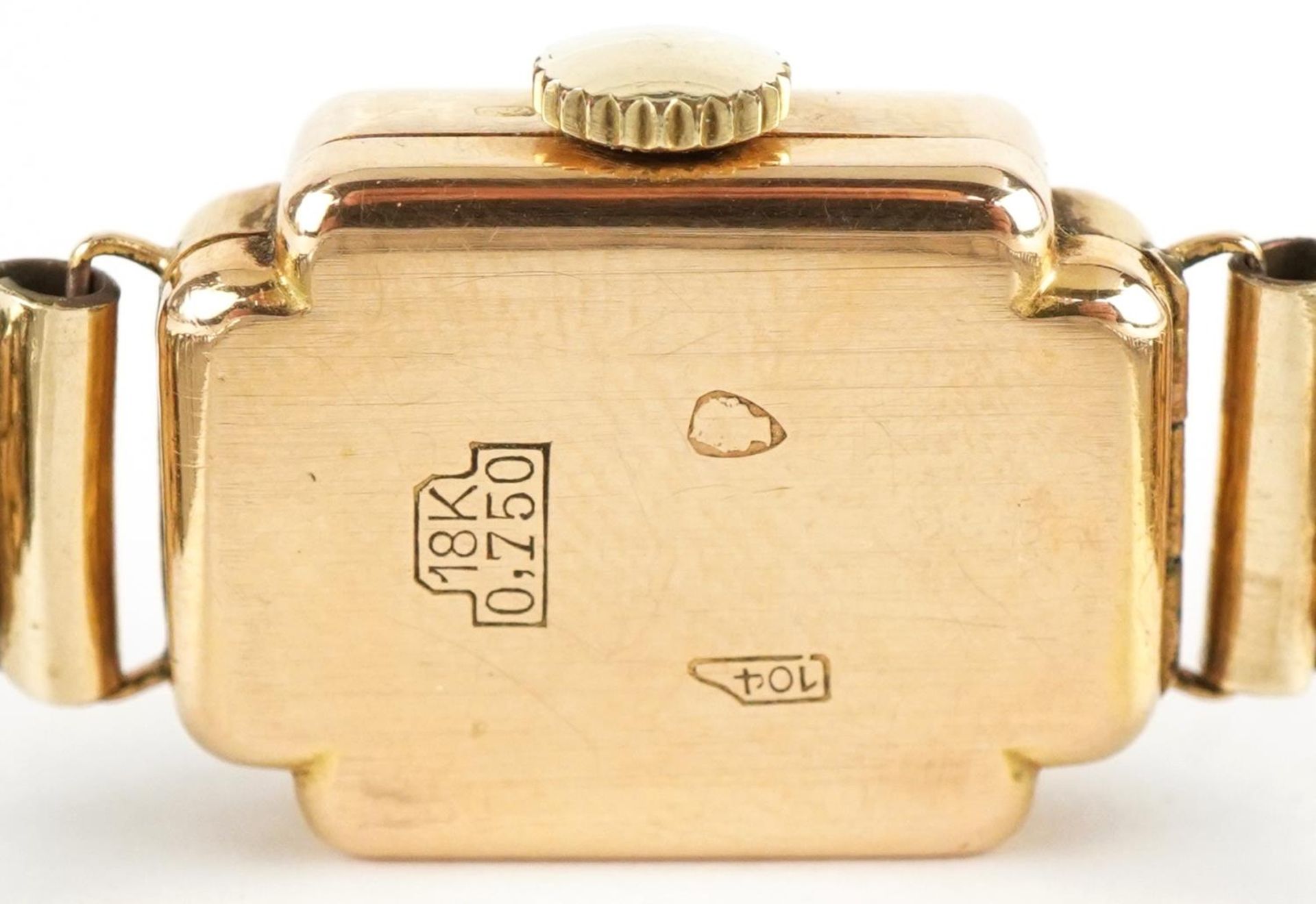 Boldor, ladies Art Deco 18ct gold manual wristwatch, 15mm wide : For further information on this lot - Image 4 of 6