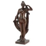 Pierre Etienne Daniel Campagne, French Art Nouveau patinated bronze figure of a naked young female