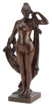 Pierre Etienne Daniel Campagne, French Art Nouveau patinated bronze figure of a naked young female