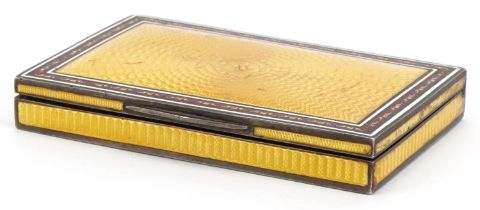 French Art Deco silver gilt and guilloche enamel cigarette case, S.S maker's mark, 9cm wide, 165.