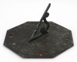 17th century bronze sundial Unesuffed 1649, 18cm in diameter : For further information on this lot