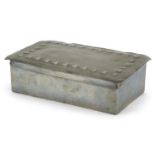 Archibald Knox for Liberty & Co, Arts & Crafts Tudoric pewter casket with hinged lid impressed