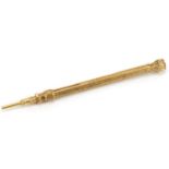 Sampson Mordan & Co, Victorian unmarked gold propelling pencil with floral chased body and