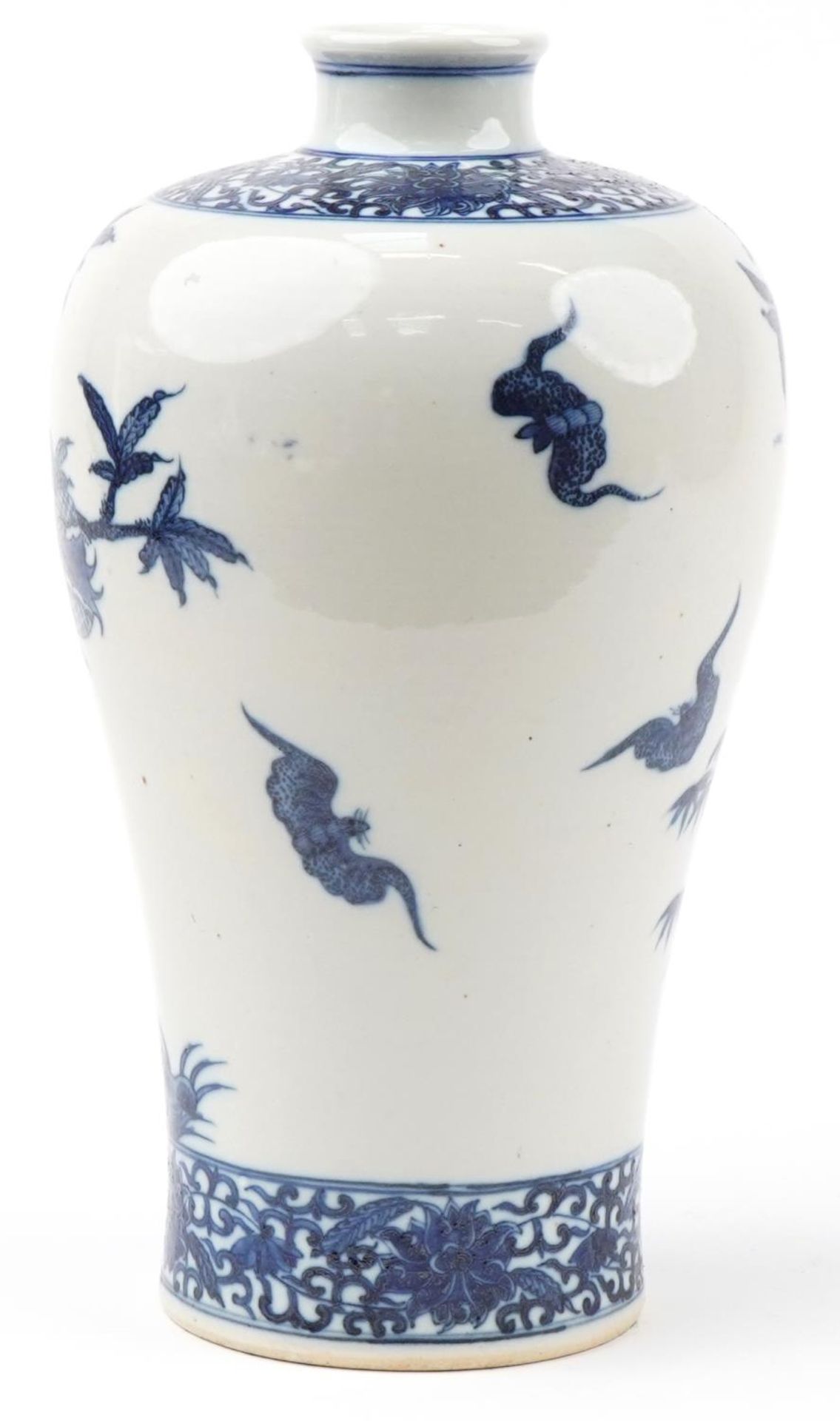 Chinese blue and white porcelain Meiping vase hand painted with birds amongst fruiting trees, four - Image 3 of 7