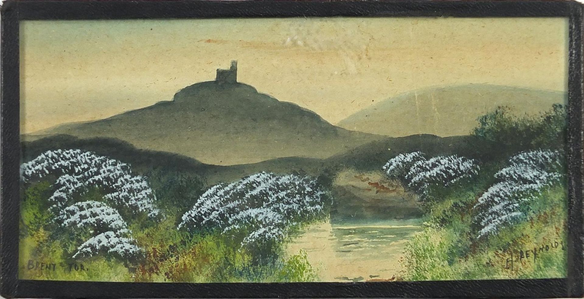 H Reynolds - Brent Tor landscapes, two heightened watercolours, framed and glazed, each - Image 3 of 11