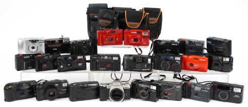 Collection of vintage film cameras including Canon and Nikon : For further information on this lot