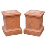 Pair of 1980s Red Bank terracotta pedestals, each 50cm high x 36cm square : For further
