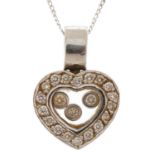18ct white gold diamond love heart pendant on an 18ct white gold necklace, total diamond weight