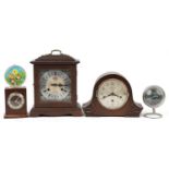 Five early 20th century and later clocks including Smiths Noddy design alarm clock and a Clover 31