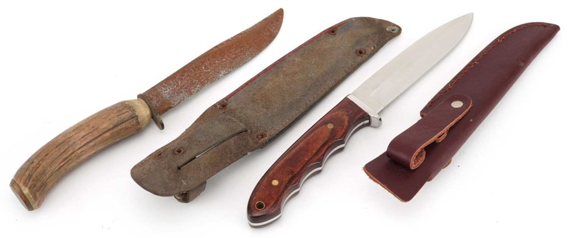 Horn handled hunting knife housed in a leather sheath and a C. Jul Herbertz hunting knife numbered - Image 3 of 3
