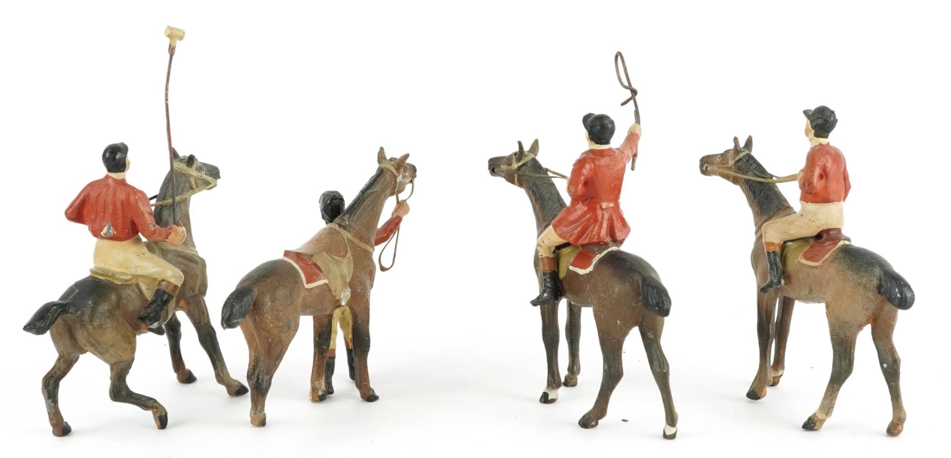 Four Heyde 56mm jockeys and horses including Polo Player and Huntsman : For further information on - Image 2 of 3