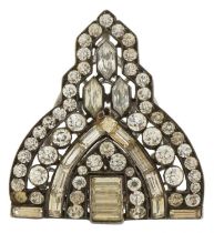 Art Deco 935 silver clear stone clip, 3.5cm in length, 13.8g : For further information on this lot