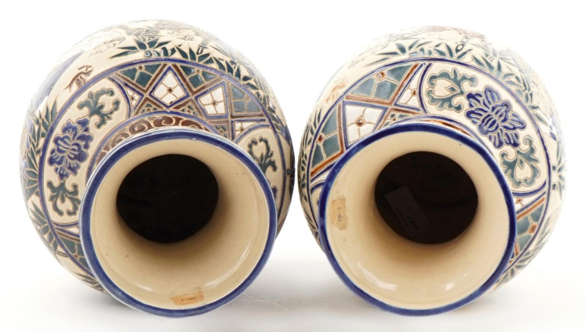 Pair of Chinese porcelain vases hand painted with scholars in landscapes, each 35cm high : For - Image 5 of 6