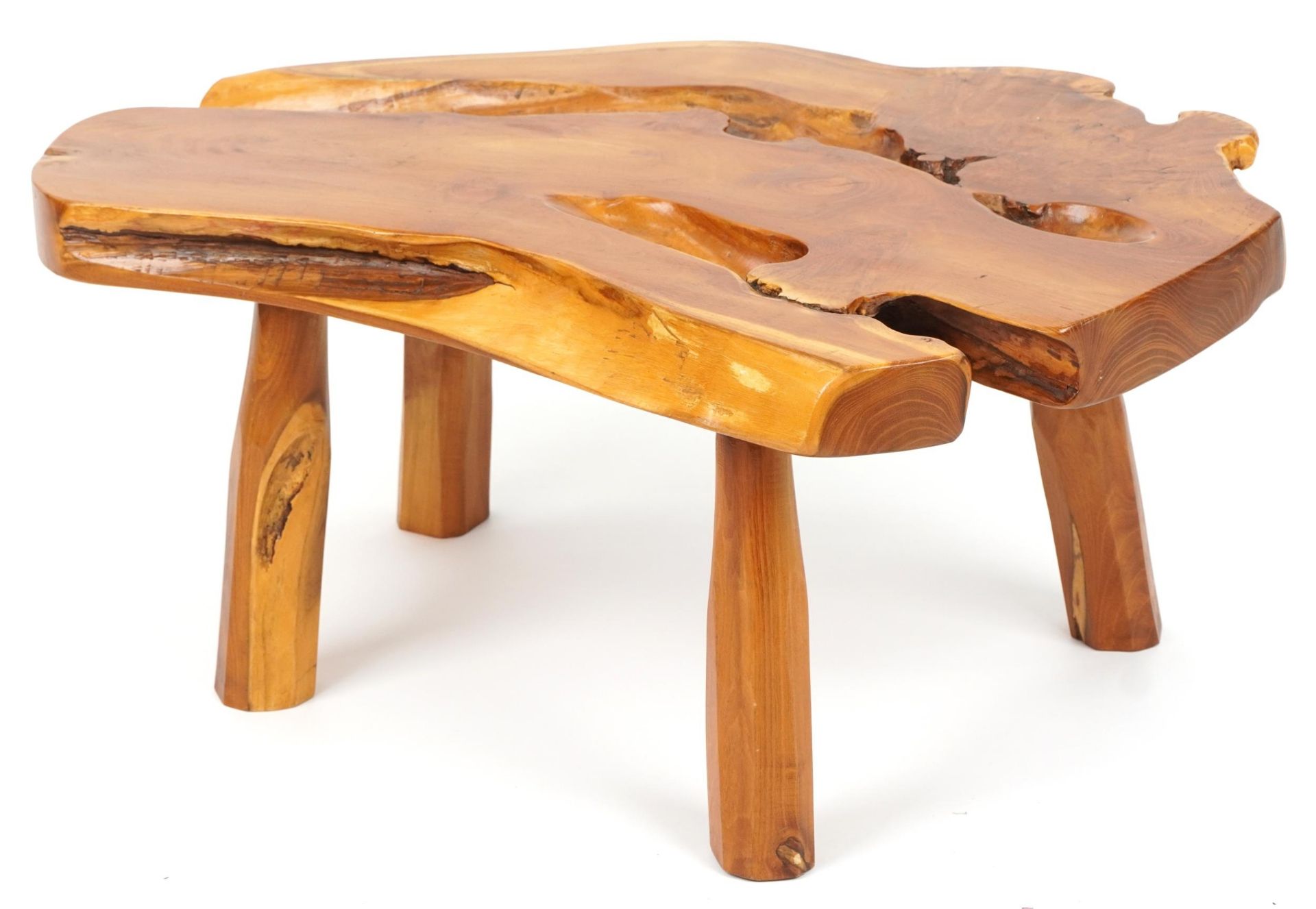 Vintage naturalistic root wood coffee table, 36.5cm H x 84cm W x 57cm D : For further information on