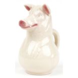 Sarreguemines, French Maiolica jug in the form of a pig, impressed marks to the base, 24.5cm