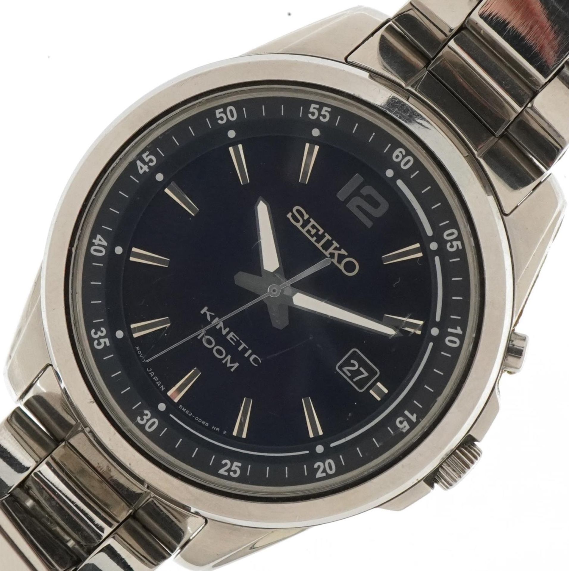 Seiko, gentlemen's Seiko kinetic wristwatch with date aperture, model 5M62-ODCO : For further