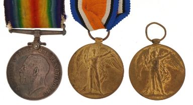 Three British military World War I medals comprising Victory medals awarded to M-272312PTE.E.G.
