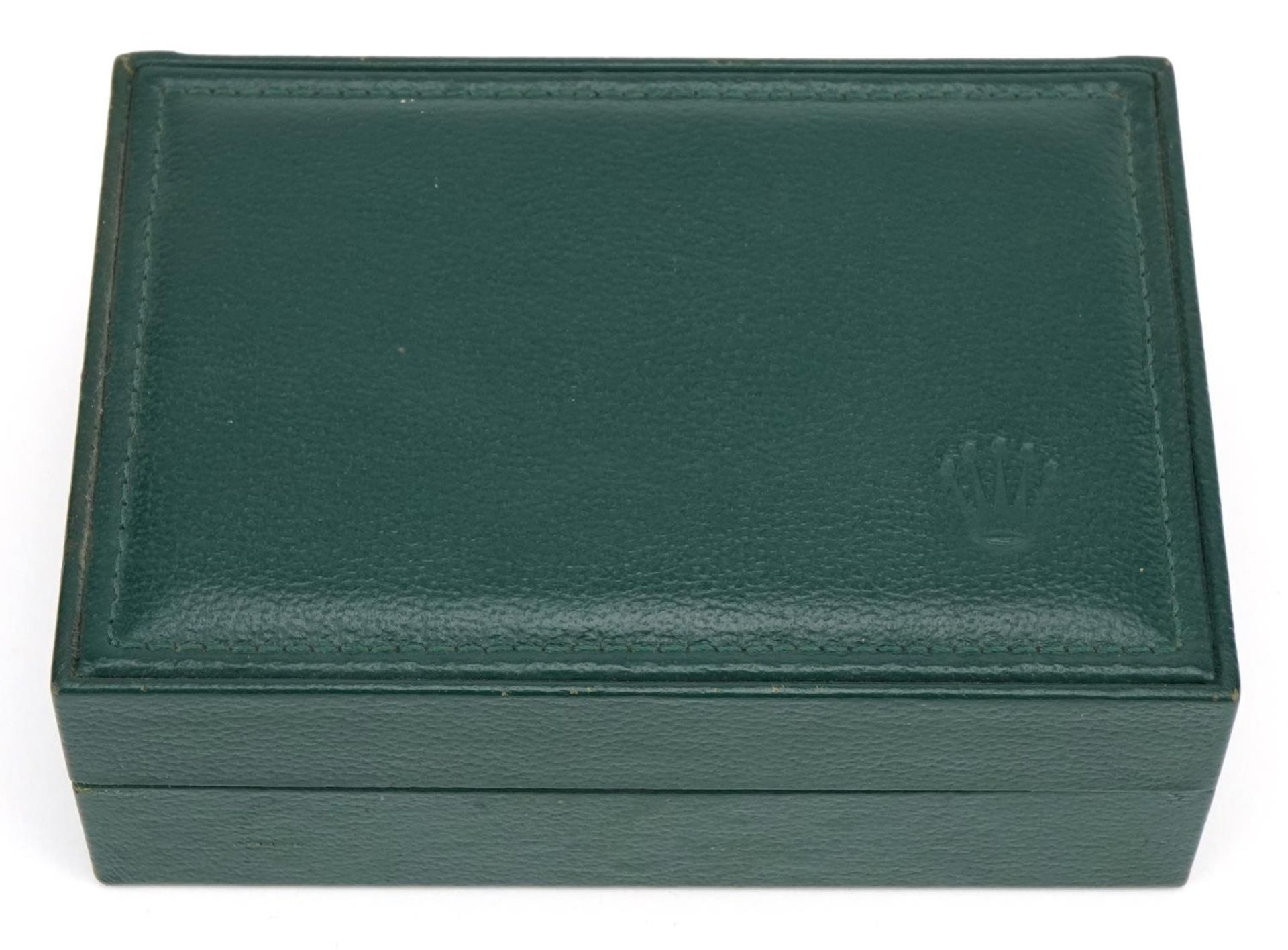 Rolex green leather wristwatch box, 14.5cm wide : For further information on this lot please visit - Image 3 of 5