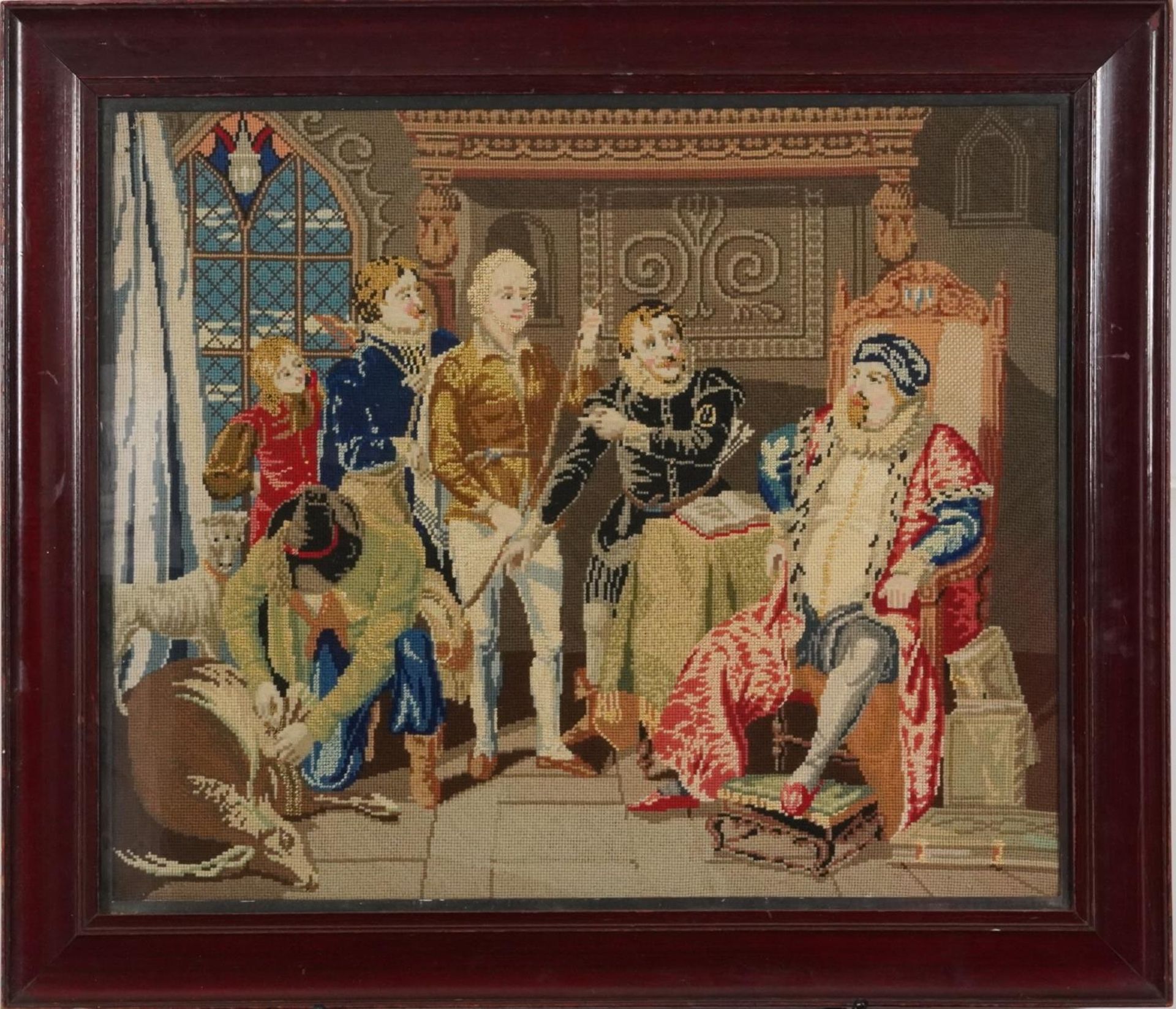 Presentation of Game, 19th century tapestry, mounted, framed and glazed, 58cm x 49cm excluding the - Image 2 of 4