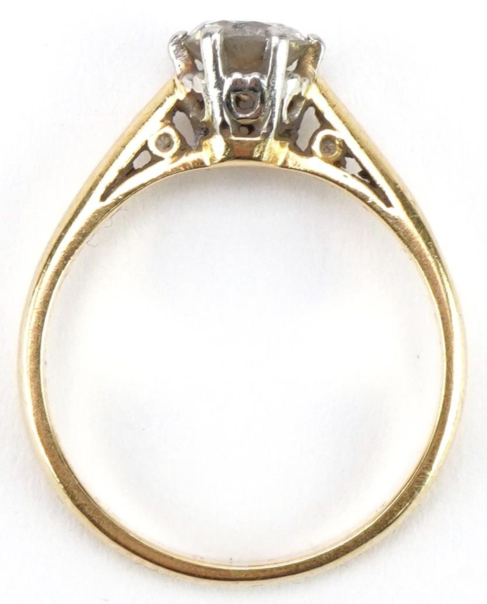18ct gold and platinum diamond solitaire ring, the diamond approximately 0.50 carat, size K, 2. - Image 3 of 5