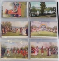 Collection of shipping and railwayana postcards arranged in an album including London & South